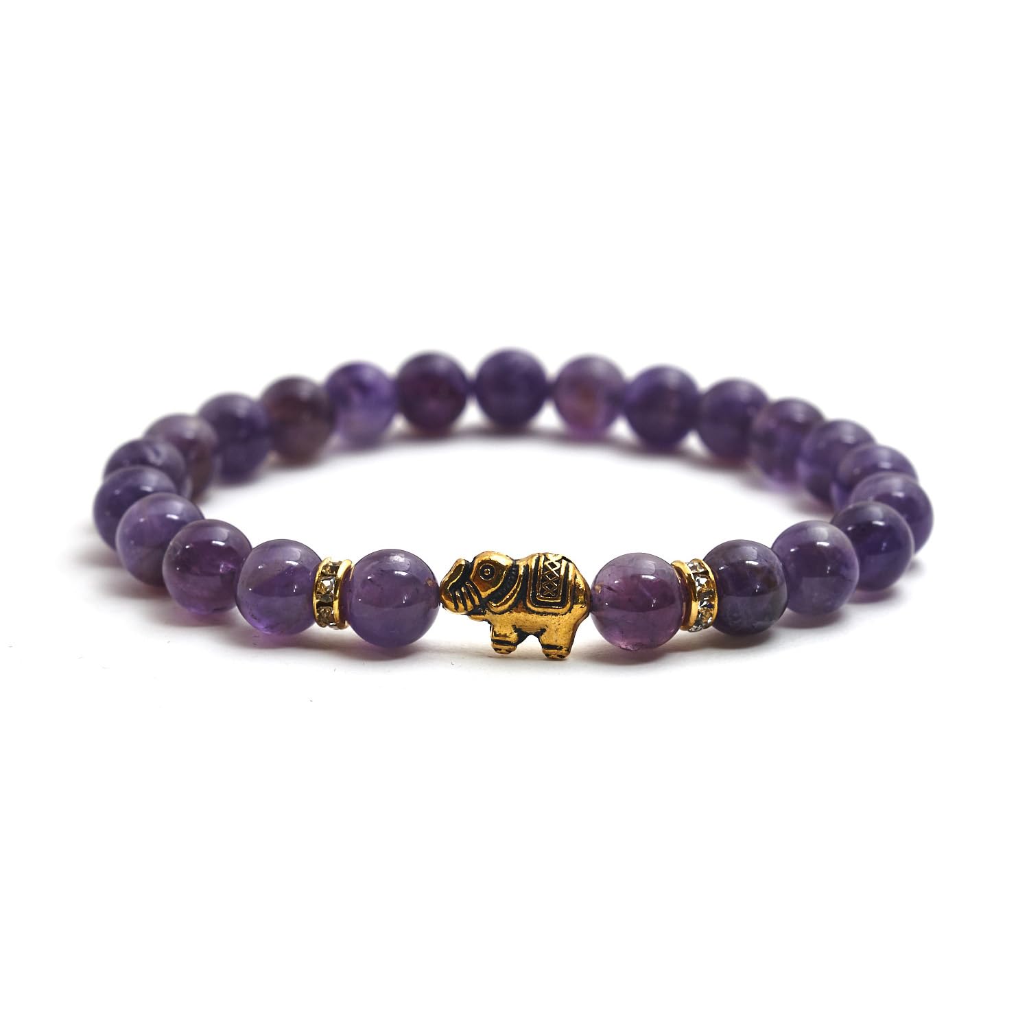 Elefant Armband - Naturstein geprüft in Deutschland, mit echten Naturstein Perlen und Kristall Highlights - Naturstein Armband mit Echtheitszertifikat für Damen und Herren