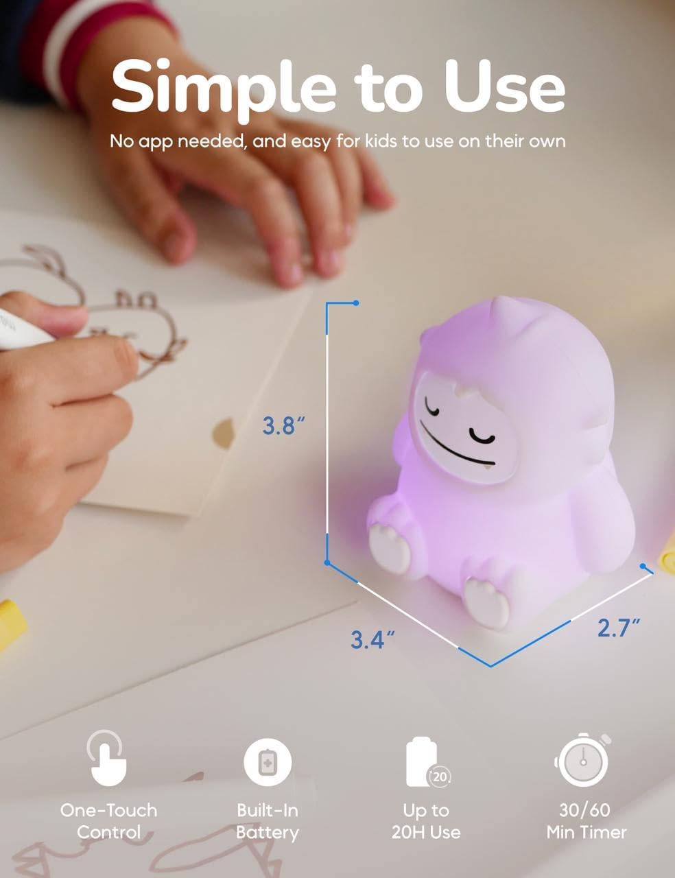 Mini Breathing Pal Yoyo, Anxiety Relief Kid Breathing Light for Calm Down | 3 Breathing Modes, Guided Mindfulness Meditation Lamp, Stress Relief Items for Classroom & Sleep, Calm Down Corner Supplies