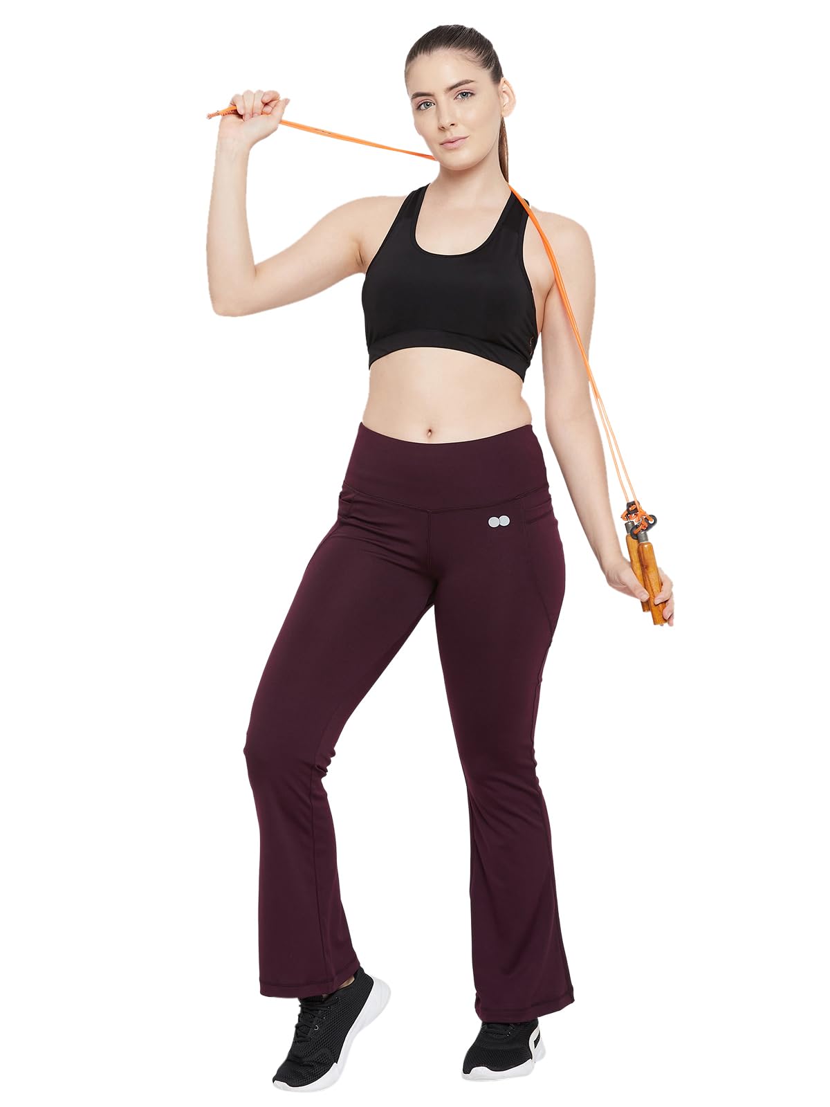 Clovia Women's Comfort Fit High Rise Yoga Pants, Track Pants, Lower, Pyjama, Polyester Lower, Lower, Comfort-Fit High Waist Flared Yoga Pants