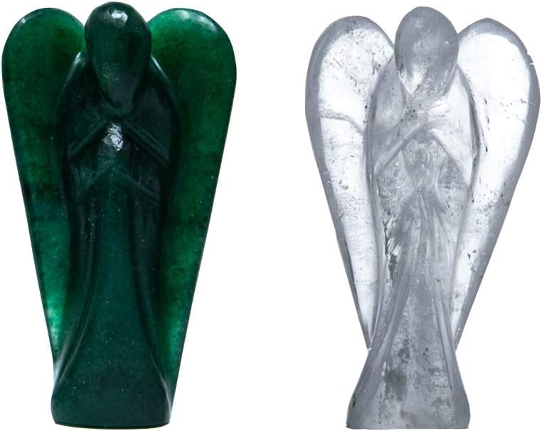 Wonder Care Pocket Guardian Angel Crystal Natural Gemstone Reiki Healing Energy Carved Statue Chakra Balance Meditation Aesthetic 1.5-2 Inch Pack of 2