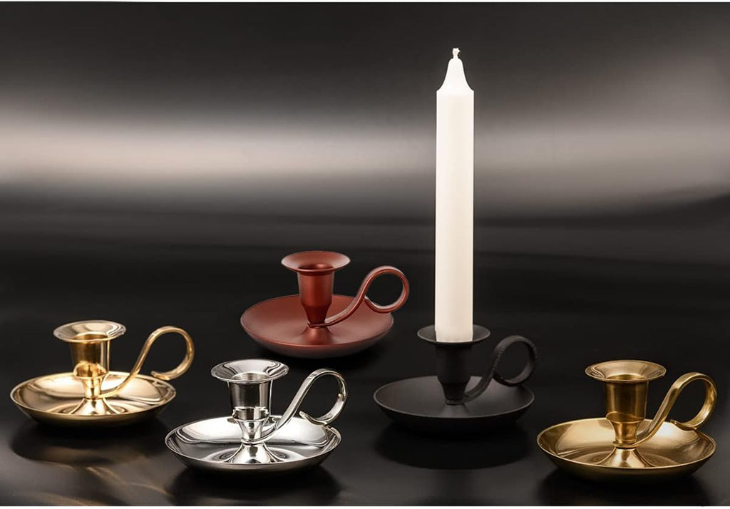 NKlaus Handleuchter Klassik Messing Gold antik Kerzenhalter Höhe 5cm Ideal für den Einsatz mit Stabkerzen oder Tafelkerzen mit einem Durchmesser von 2–2,2 cm Kerzenständer 10891