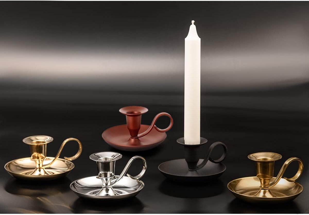 NKlaus Handleuchter Klassik Messing Gold antik Kerzenhalter Höhe 5cm Ideal für den Einsatz mit Stabkerzen oder Tafelkerzen mit einem Durchmesser von 2–2,2 cm Kerzenständer 10891