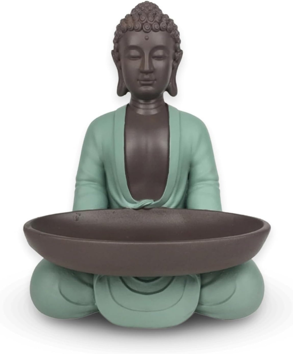 Leere Figur Buddha – Dekoration Zen und Feng Shui – für eine entspannende und spirituelle Atmosphäre – Geschenkidee Glücksbringer – Höhe: 20 cm – Farbe: Grün und Braun – Zen'Light
