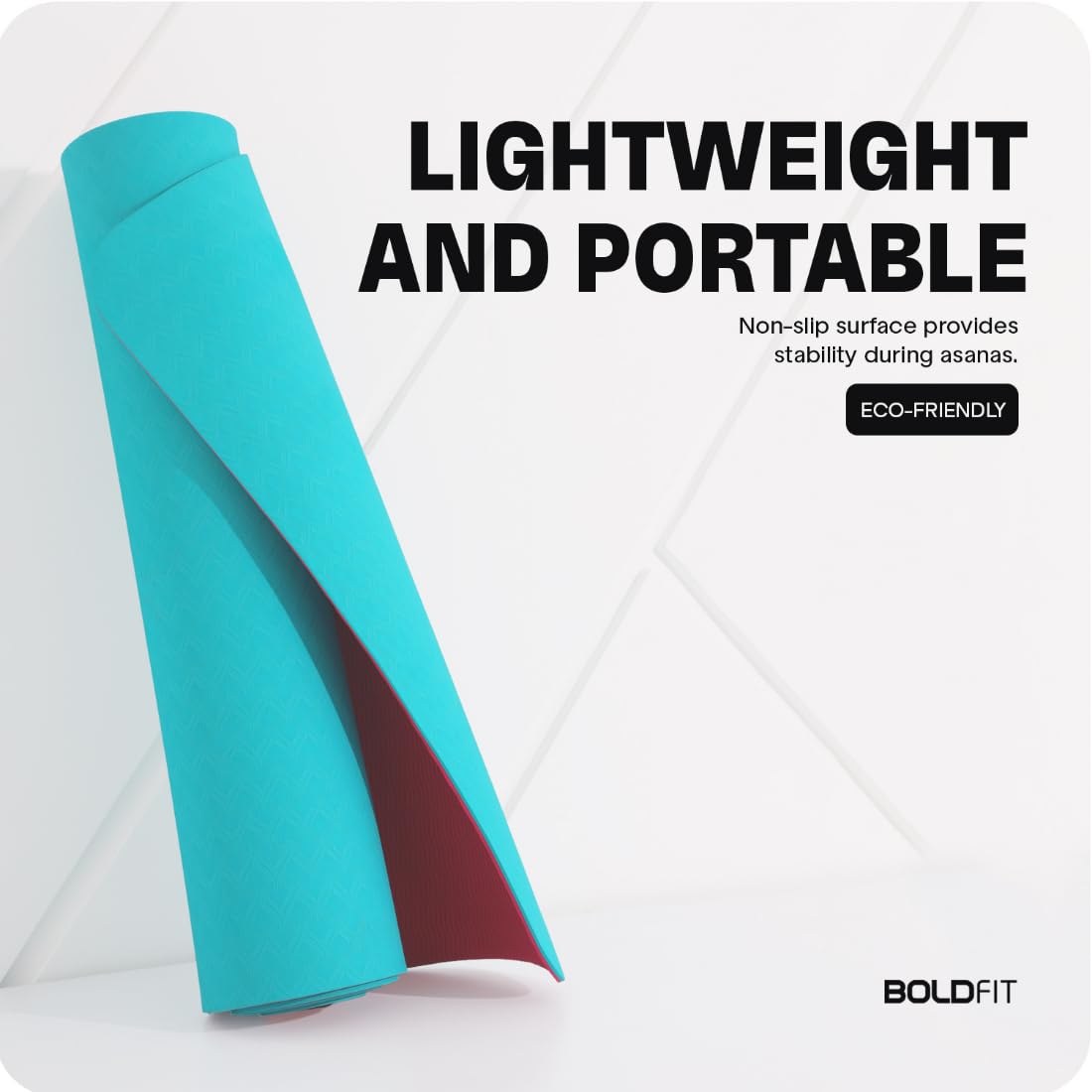 Boldfit Yoga Mat for Women and Men with Cover Bag TPE Material Extra Thick Exercise Yoga Mat for Men for Workout, Yoga, Fitness, Exercise Mat Anti Slip Mat, -Yoga Mat Gym Mat 6mm -Blue Pink
