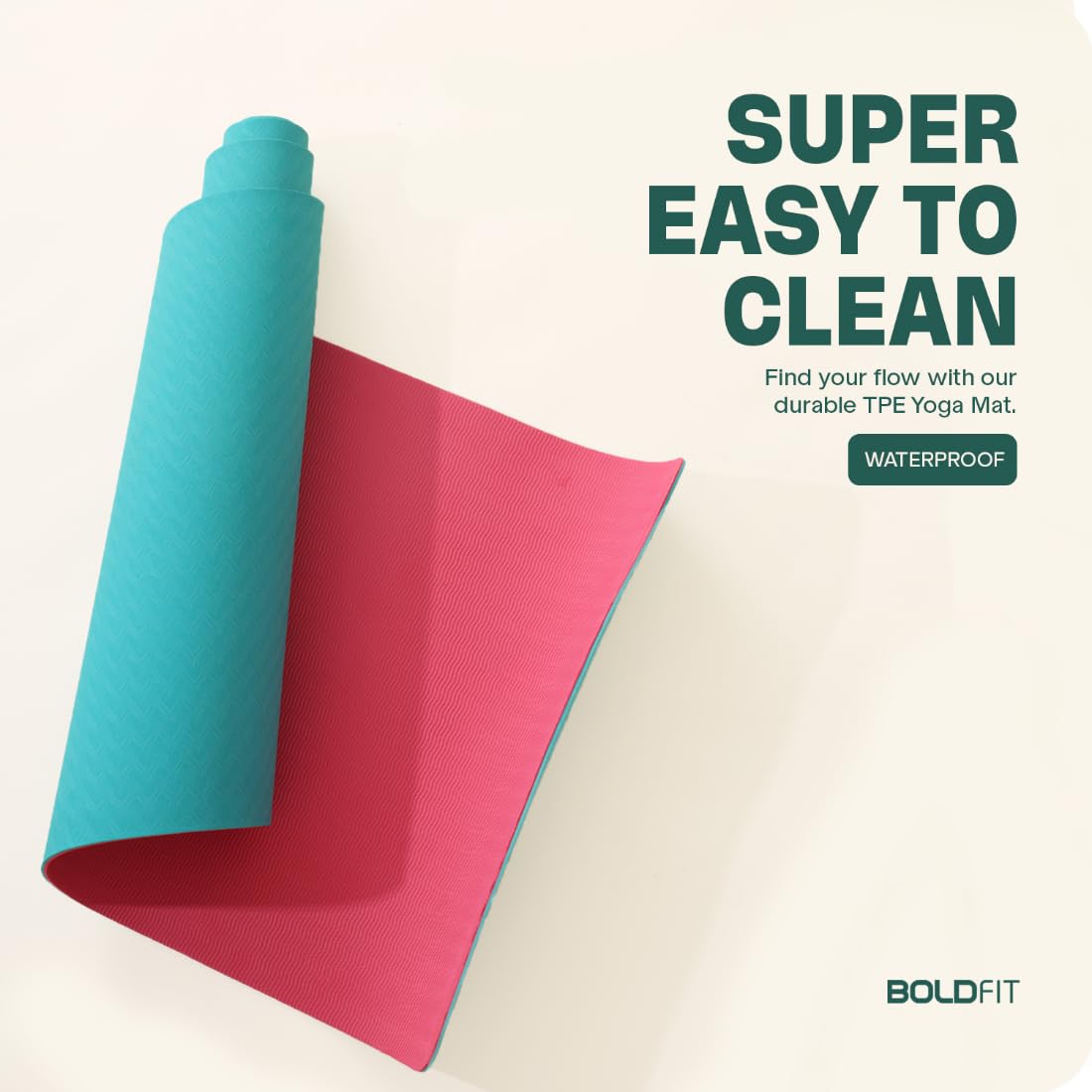 Boldfit Yoga Mat for Women and Men with Cover Bag TPE Material Extra Thick Exercise Yoga Mat for Men for Workout, Yoga, Fitness, Exercise Mat Anti Slip Mat, -Yoga Mat Gym Mat 6mm -Blue Pink