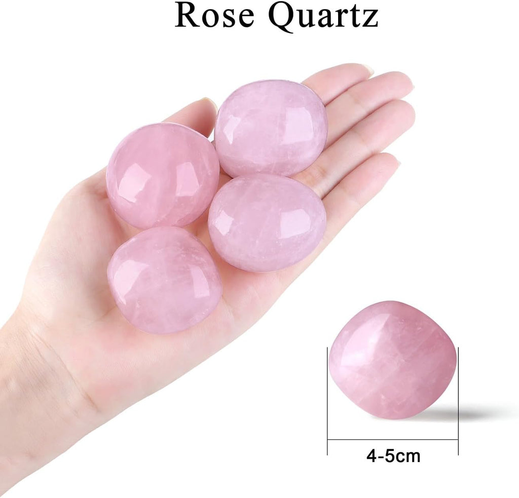 MAIBAOTA 1.6-2.0" Rose Quartz Crystals Large Reiki Healing Crystals Natural Tumbled Pink Polished Stones for Energy Witchcraft Therapy Meditation DIY Crystals for Protection