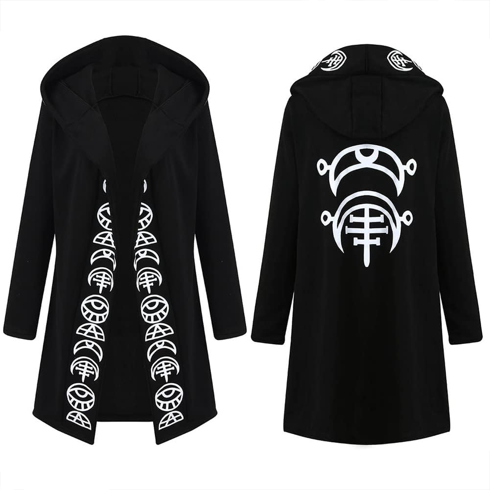 diffstyle Women Moon Gothic Witchcraft Punk Vintage Casual Long Hoodies Top Sweatshirt