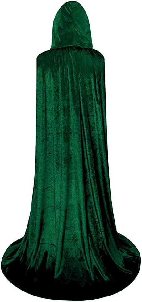 LHJ Unisex Full Length Hooded Robe Cloak Long Velvet Cape Cosplay Costume