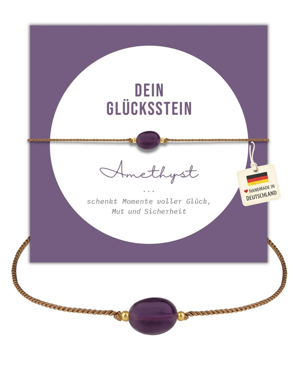 happymaker - Edelstein Armband Damen, handgefertigt in Deutschland mit Goldperlen, Geschenkkarte und Geschenkverpackung, Mutmacher Geschenk
