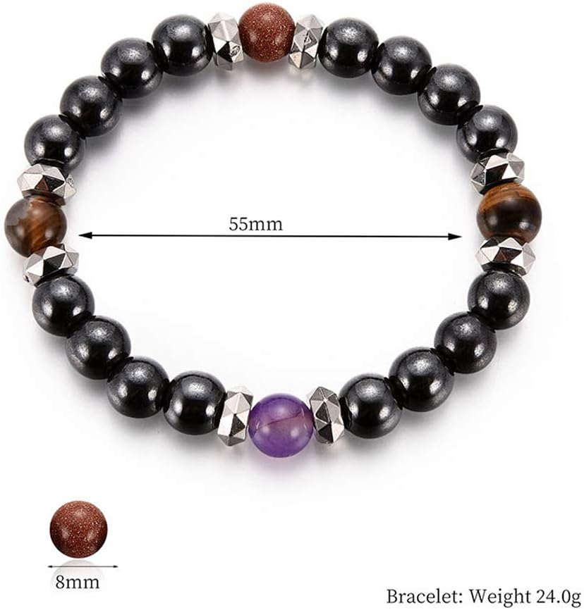 Mysika Bestt Magnetic Bracelet - Unisex Hematite Therapy Stone Round Beads Stretch Bangle for Weight Loss Weight Loss Anti-Fatigue Jewellery, Stone, Agate