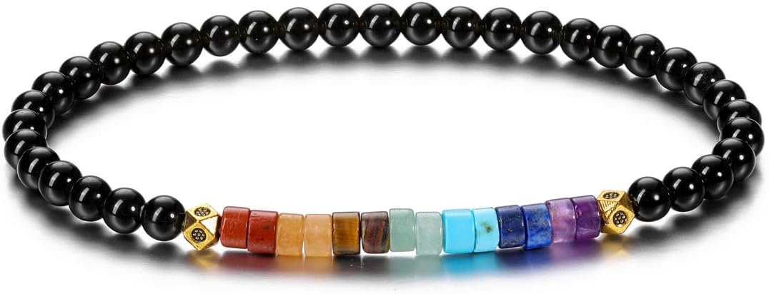 CrystalTears 7 Chakren Armband Damen elastischer Heilende Kristalle Perlenarmband Reiki Talisman spirituelle Geschenke