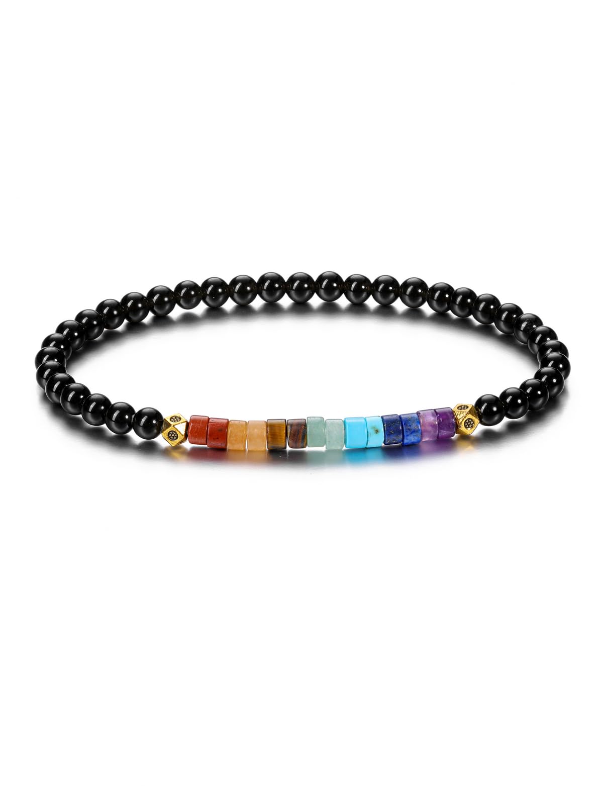 CrystalTears 7 Chakren Armband Damen elastischer Heilende Kristalle Perlenarmband Reiki Talisman spirituelle Geschenke