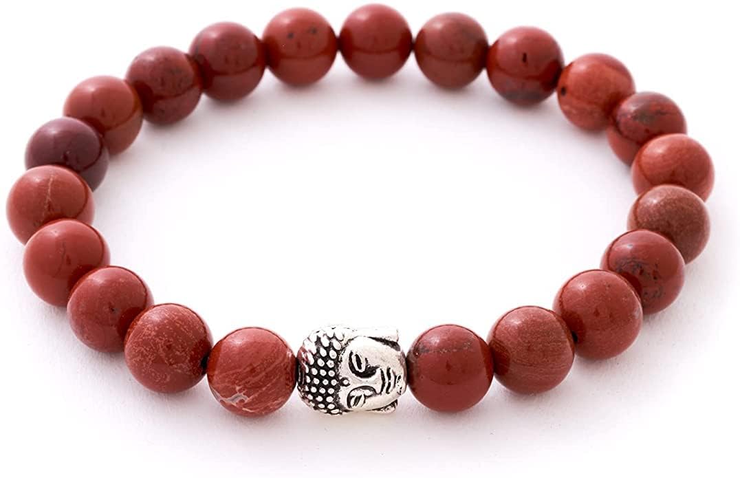 BERGERLIN Buddha Armband - Naturstein geprüft in Deutschland, mit echten Naturstein oder Lavastein Perlen - Naturstein Armband mit Echtheitszertifikat für Damen und Herren