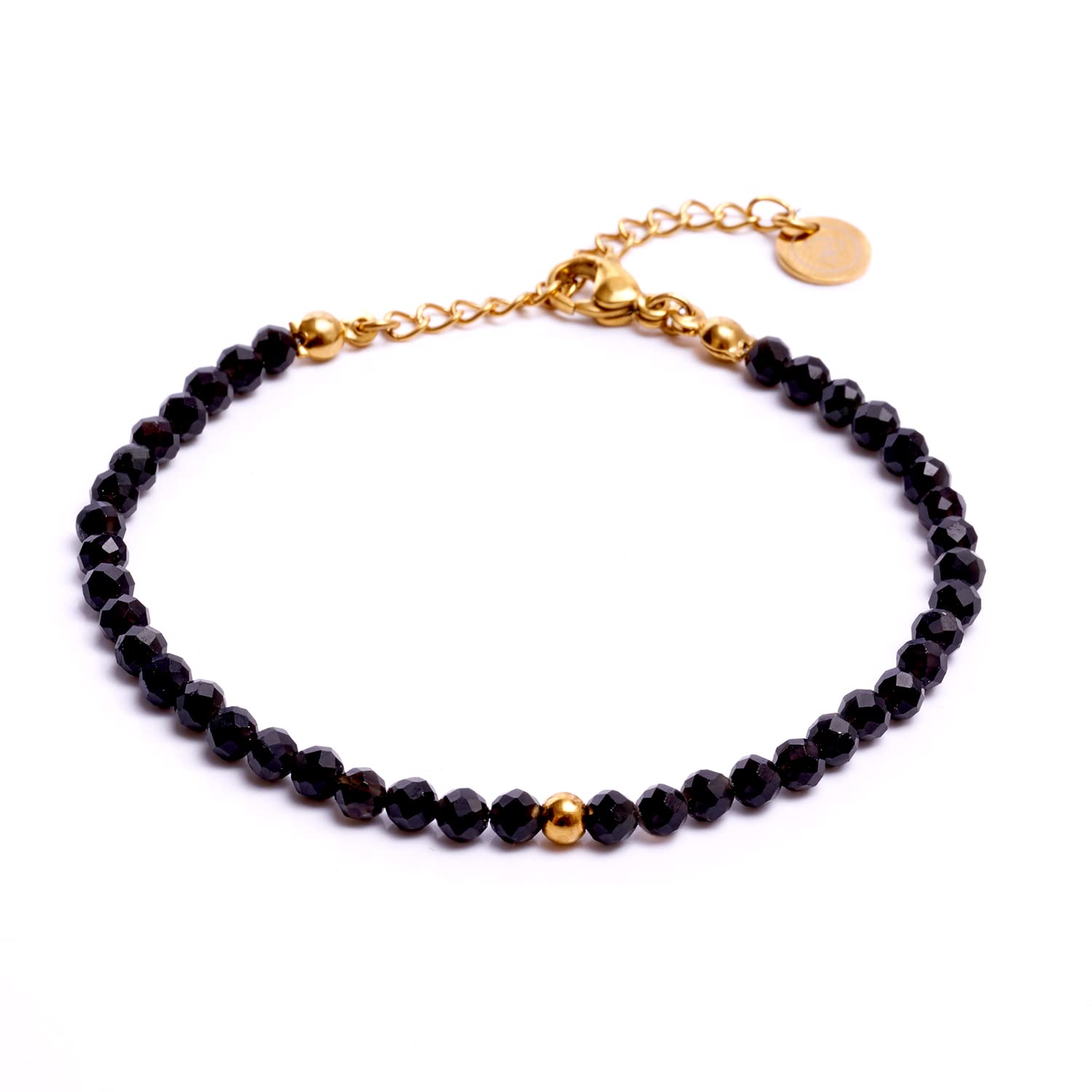 BERGERLIN Echtes Naturstein Perlenarmband - Naturstein geprüft in Deutschland, mit 925 Sterling Silberperle oder vergoldeter Perle - Mit Verschluss und Echtheitszertifikat, für Damen und Herren
