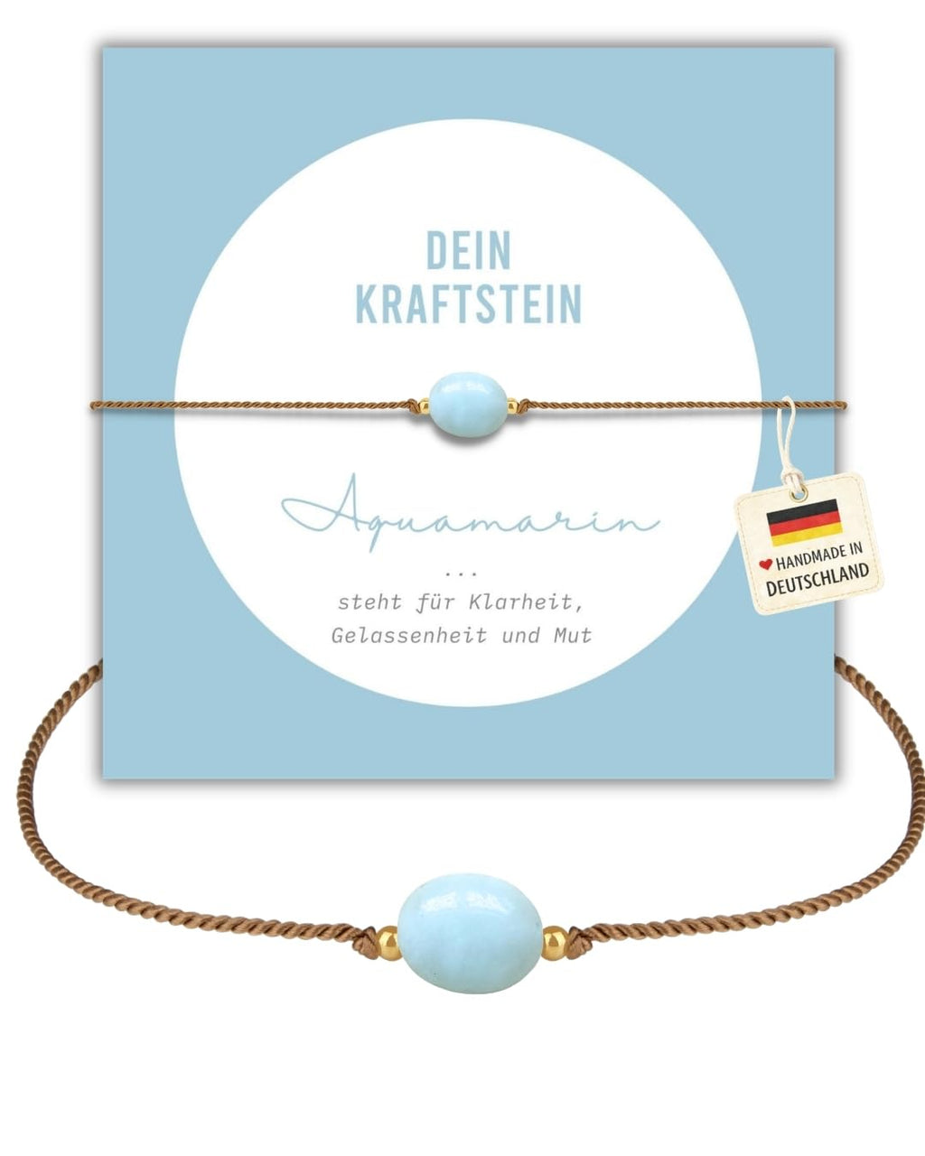 happymaker - Edelstein Armband Damen, handgefertigt in Deutschland mit Goldperlen, Geschenkkarte und Geschenkverpackung, Mutmacher Geschenk