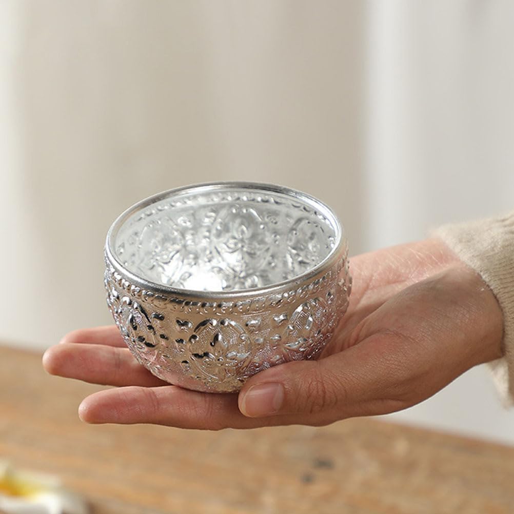 IMIKEYA Kleine Thai Zinnschale Geschnitzte Wasser Ätherische Öl Schale Spa Behälter Für Massagen Servierschüssel Obst Reisschale Dekorative Zinnschale Für Altar Und Dekoration