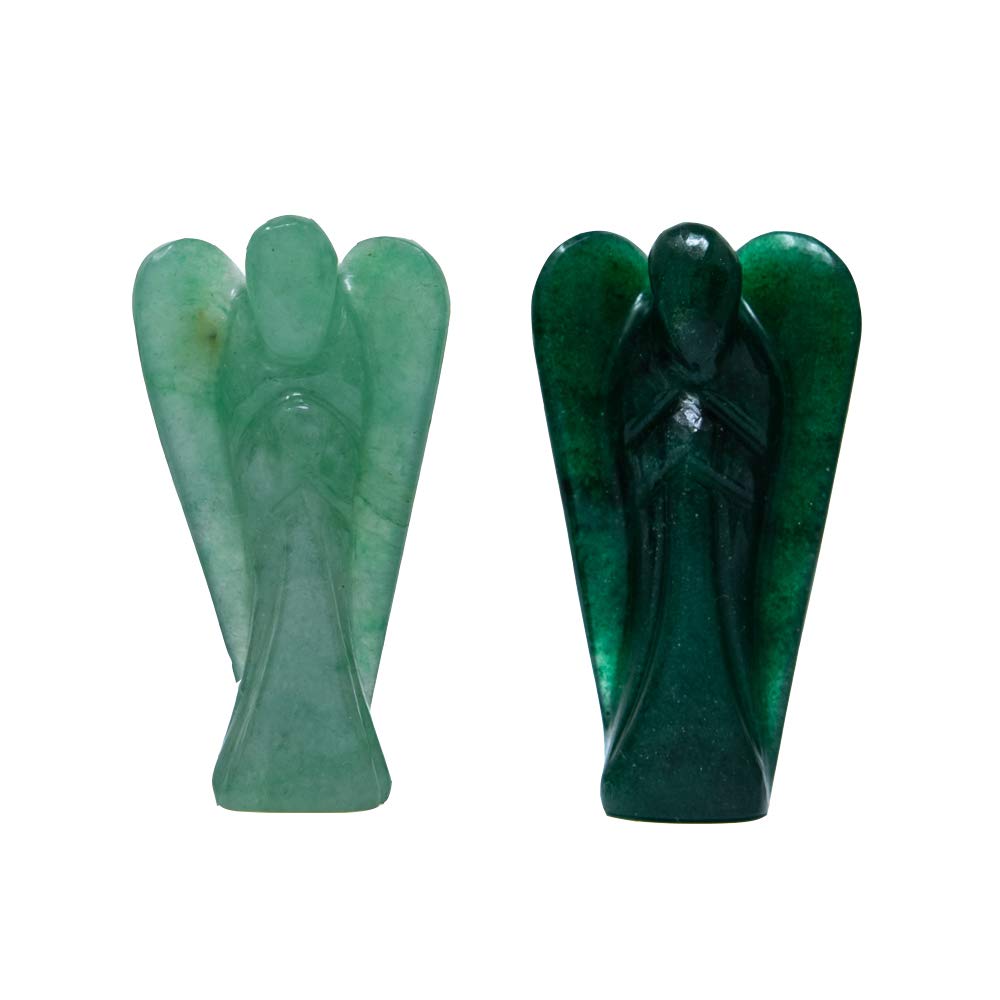 Wonder Care Pocket Guardian Angel Crystal Natural Gemstone Reiki Healing Energy Carved Statue Chakra Balance Meditation Aesthetic 1.5-2 Inch Pack of 2