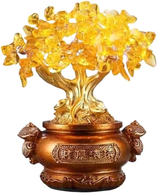 Deko Geldkristallbaum, Edelstein-Chakra-Baum, Büro-Schreibtisch-Dekor, spiritueller Kristallbaum-Ornament Feng Shui(Yellow)