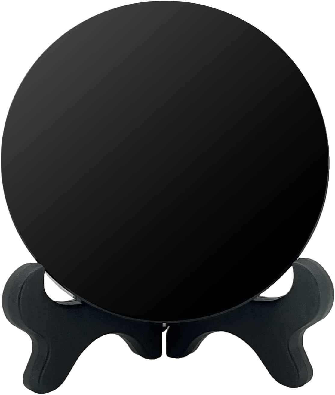 UGZDEA Schwarzer Obsidian Spiegel, Schwarzer Obsidian Wahrsagespiegel Für Heimdekoration-Yoga Meditation Energie Spiegel Mit Halterung (8cm)
