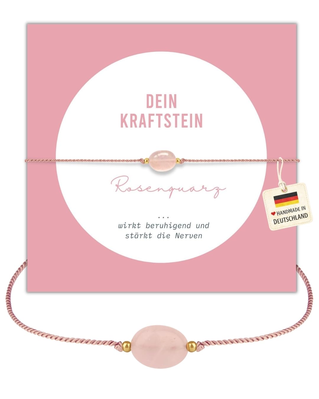 happymaker - Edelstein Armband Damen, handgefertigt in Deutschland mit Goldperlen, Geschenkkarte und Geschenkverpackung, Mutmacher Geschenk