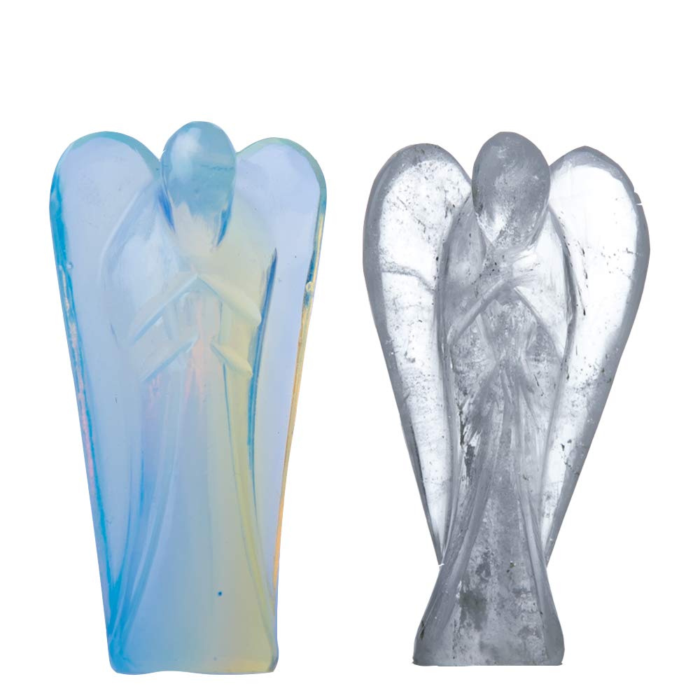 Wonder Care Pocket Guardian Angel Crystal Natural Gemstone Reiki Healing Energy Carved Statue Chakra Balance Meditation Aesthetic 1.5-2 Inch Pack of 2