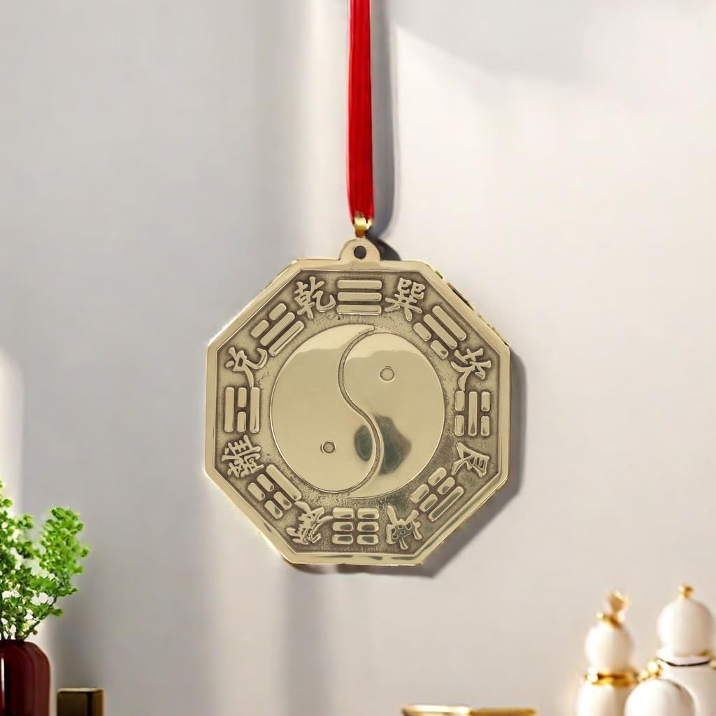 Hztyyier Chinese Feng Shui Mirror Bagua Brass Mirror Repelling Evil Spirits for Material Multifunctional Decoration Ornaments 2.76 Inches
