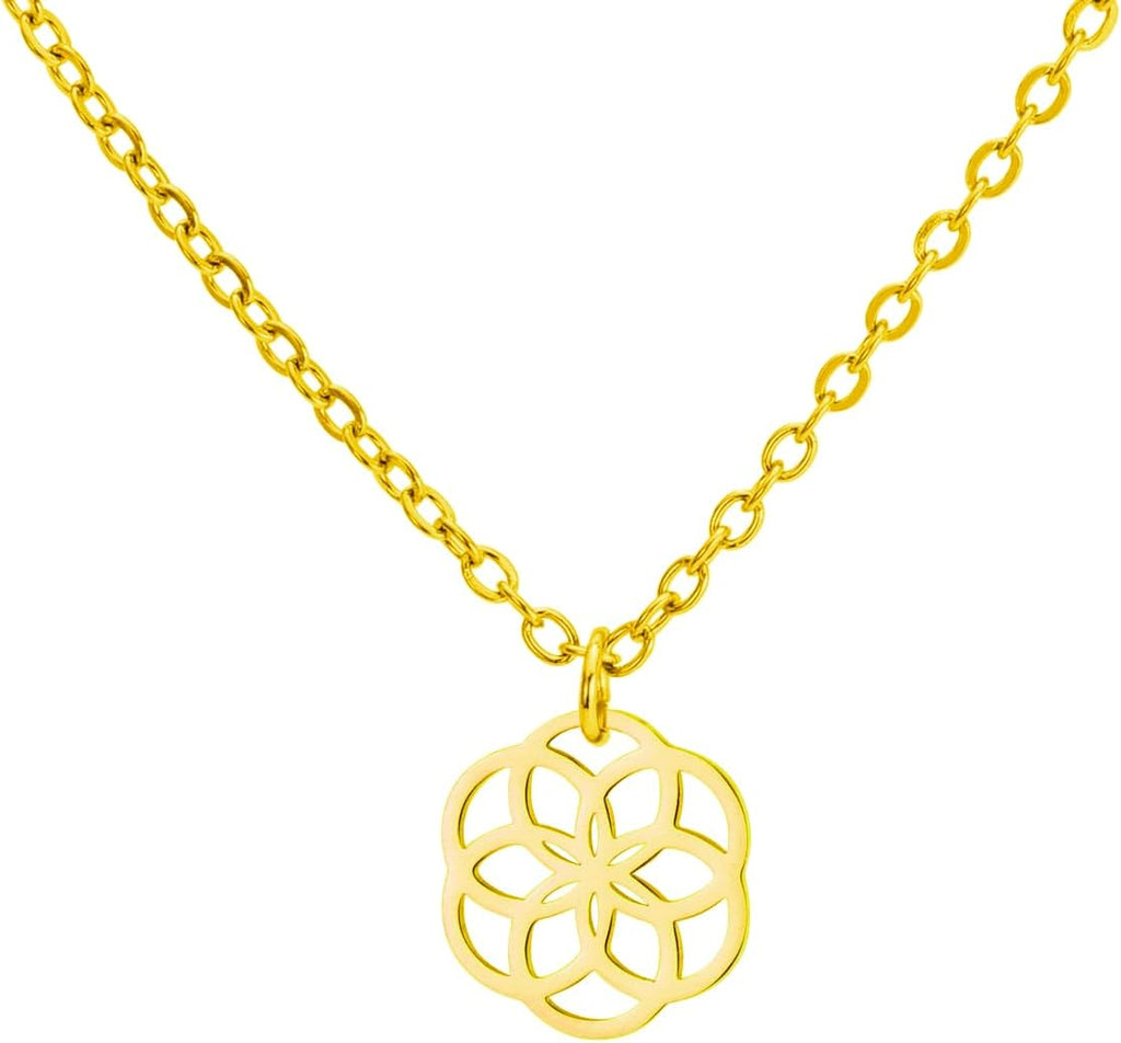 LIKGREAT Blume des Lebens Halskette Seeds of Life Anhänger Halskette Heilige Geometrie Symbol Halskette Spirituelle Heilung Amulett Schmuck