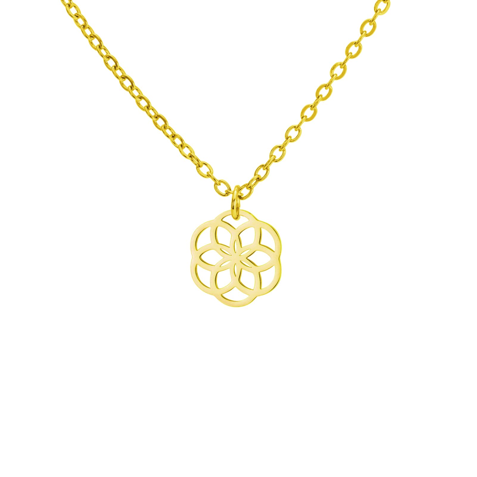 LIKGREAT Blume des Lebens Halskette Seeds of Life Anhänger Halskette Heilige Geometrie Symbol Halskette Spirituelle Heilung Amulett Schmuck