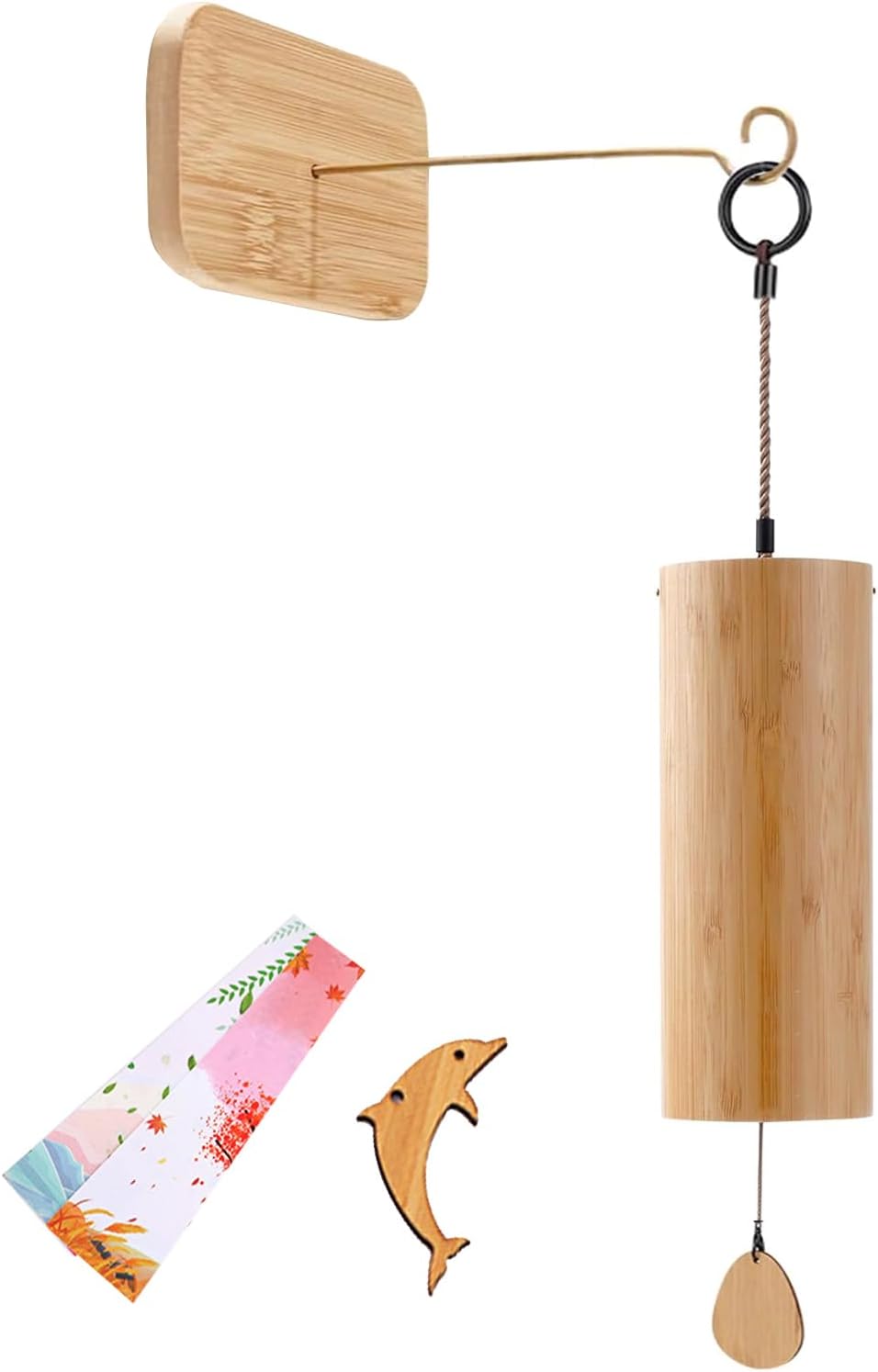 HEYOUTH Klangspiel,Windspiel Bambus,Windspiele für Draußen Hängend, klangspiel Garten wetterfest,Für Klangheilende Meditation Und Beruhigende Emotionen (Schnee)