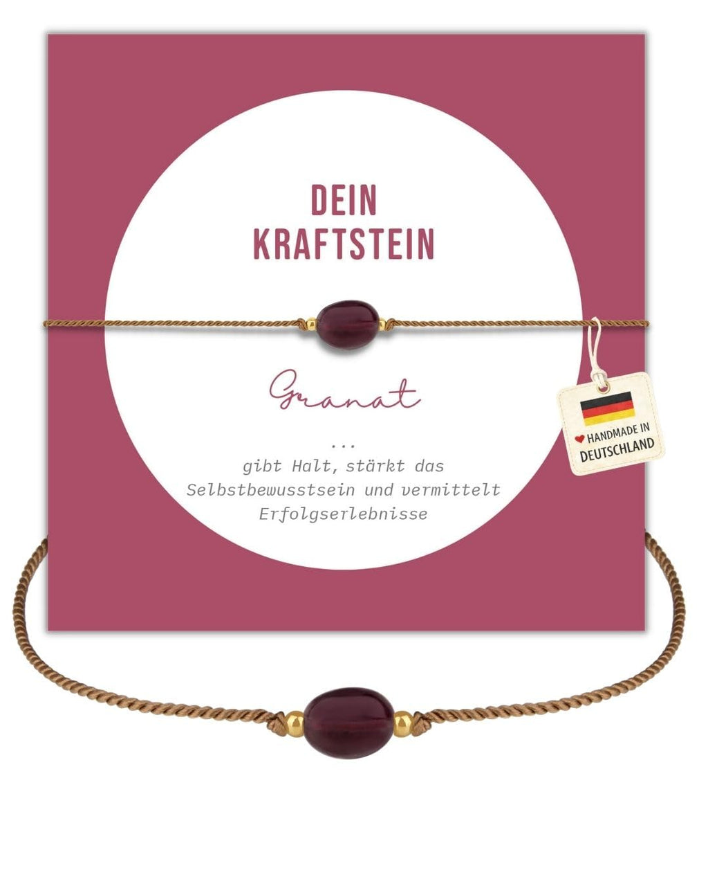 happymaker - Edelstein Armband Damen, handgefertigt in Deutschland mit Goldperlen, Geschenkkarte und Geschenkverpackung, Mutmacher Geschenk