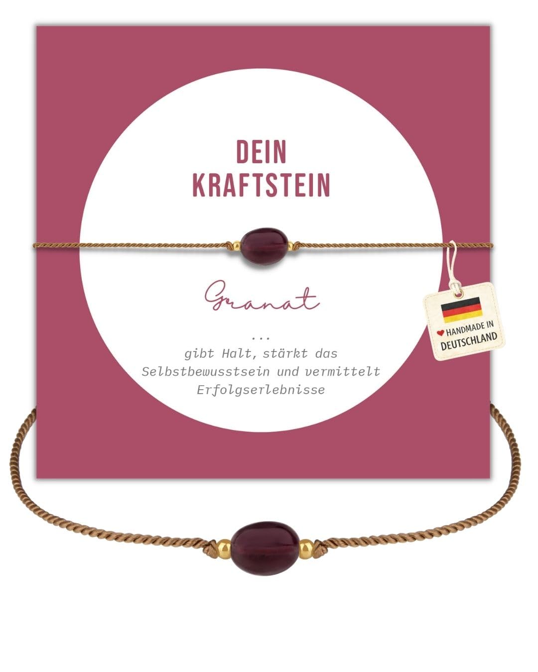 happymaker - Edelstein Armband Damen, handgefertigt in Deutschland mit Goldperlen, Geschenkkarte und Geschenkverpackung, Mutmacher Geschenk
