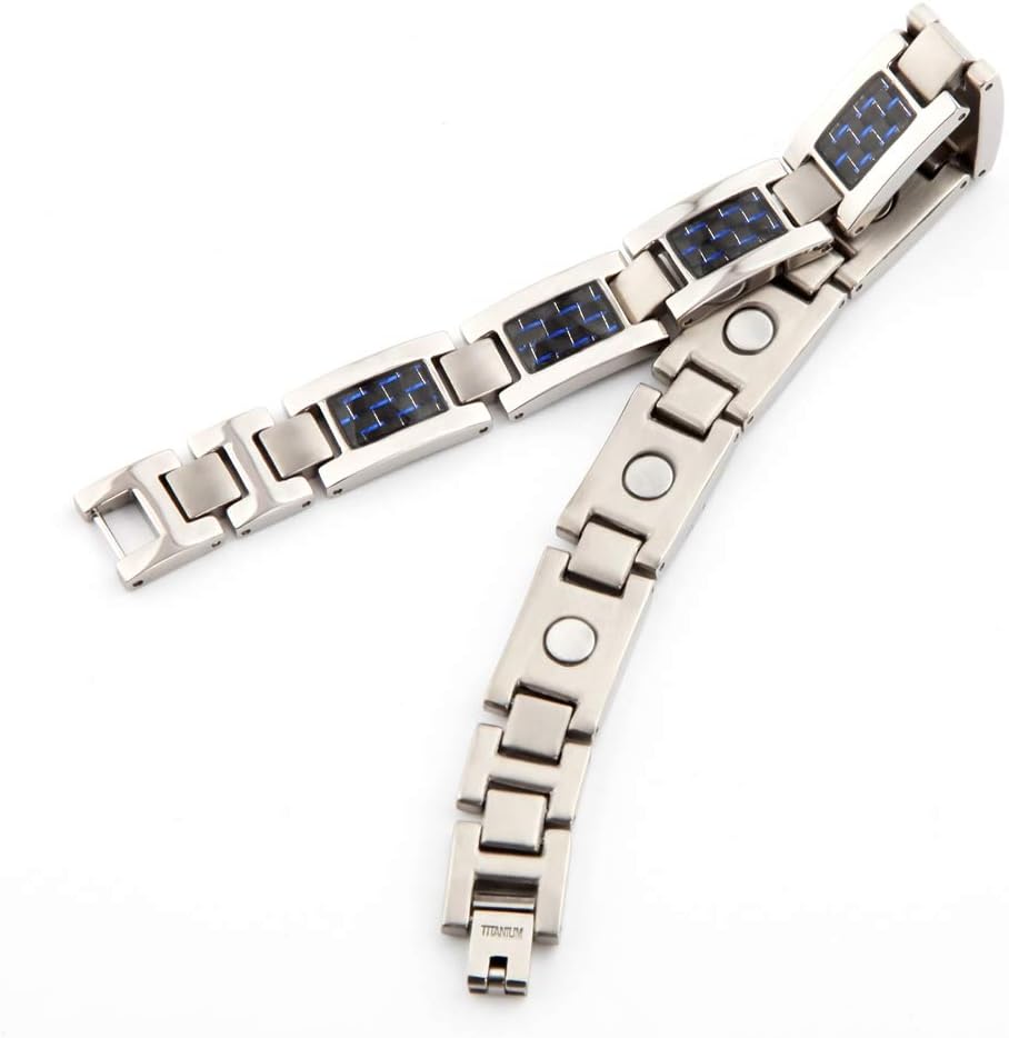 HAQI Titan Magnetarmband für Männer Starker Magnetismus Magnetfeldtherapie Armbänder mit blauer Kohlefaser