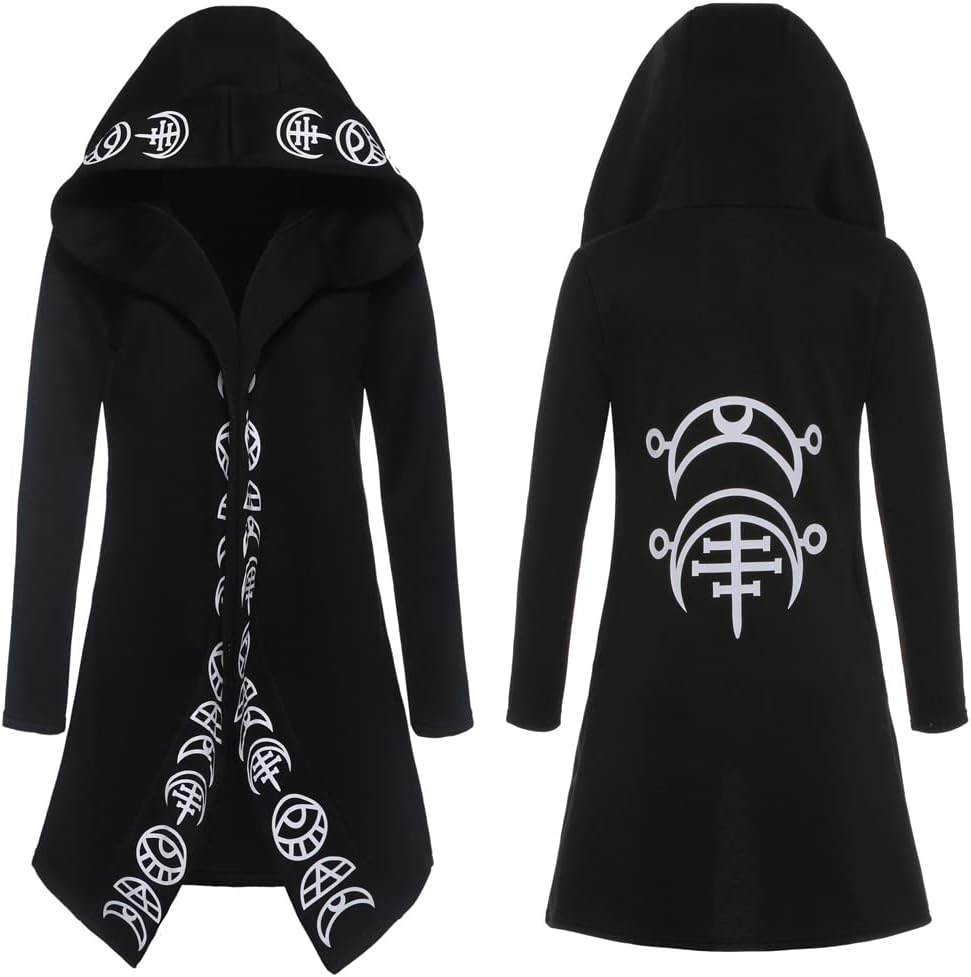 diffstyle Women Moon Gothic Witchcraft Punk Vintage Casual Long Hoodies Top Sweatshirt