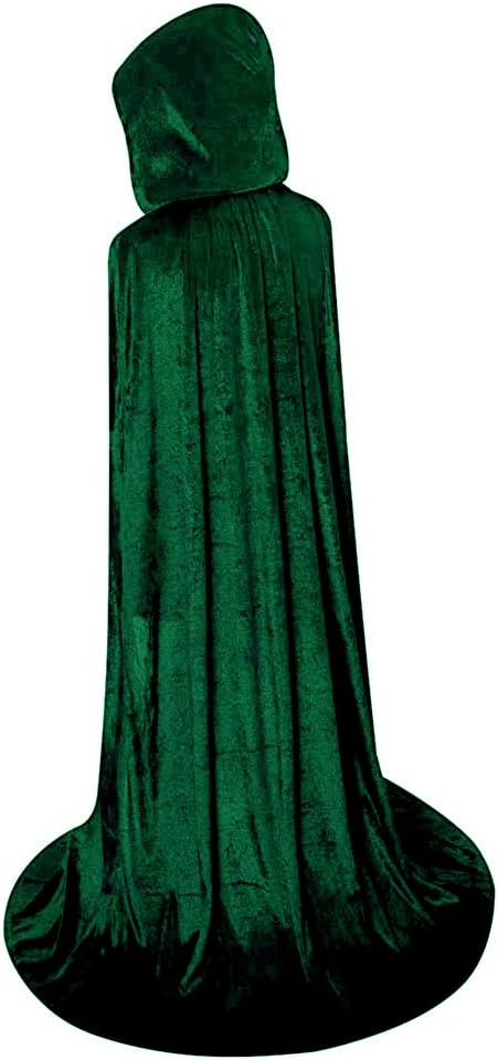 LHJ Unisex Full Length Hooded Robe Cloak Long Velvet Cape Cosplay Costume