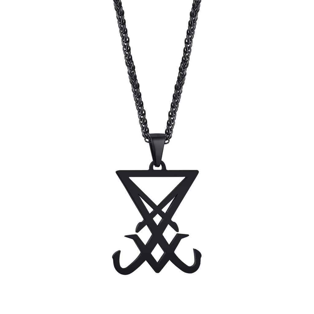 Herren Satanische Halskette : Edelstahl Satan Ziege Halsketten Zeichen von Luzifer Anhänger Umgekehrte Kreuz Anhänger Ziege Kopf Anhänger Leviathan Kreuz Symbol Anhänger Halloween Weihnachten Geschenk