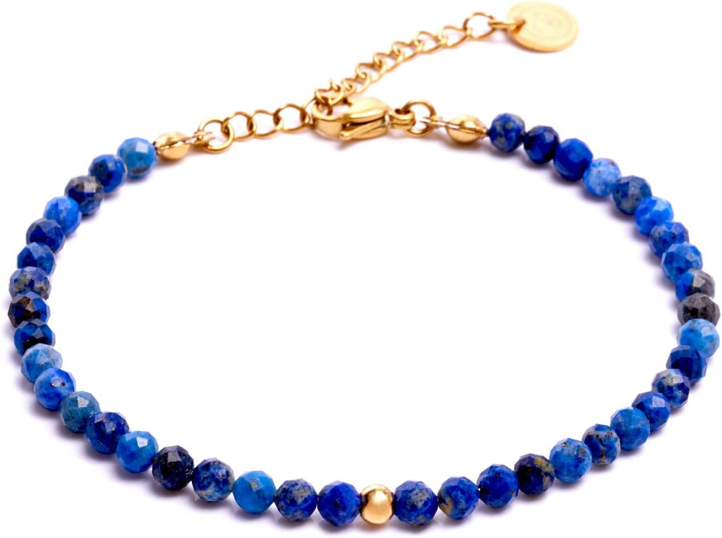 BERGERLIN Echtes Naturstein Perlenarmband - Naturstein geprüft in Deutschland, mit 925 Sterling Silberperle oder vergoldeter Perle - Mit Verschluss und Echtheitszertifikat, für Damen und Herren