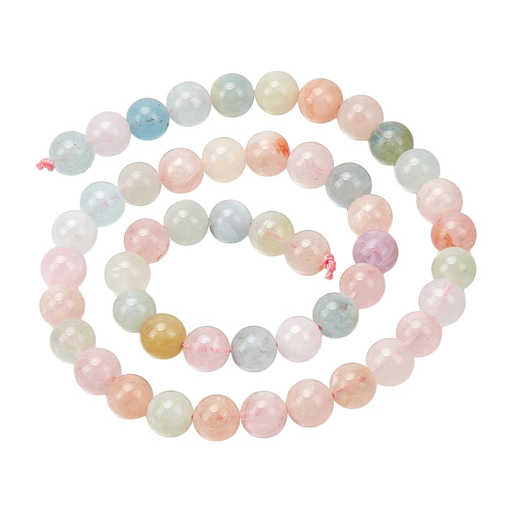 NBEADS Gemstone Beads Kunzite Beads Grade AB Round Natural Beads for Jewellery Making 1 Strand of 49 Pieces 8 mm