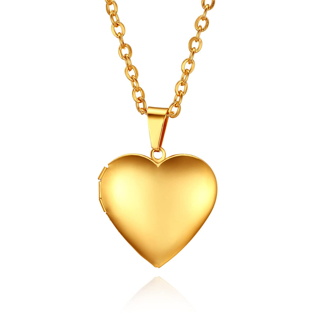 Cupimatch Heart Locket for Opening: Chain with Heart Necklace Pictures Photo Pendant Women's Amulet Necklace Stainless Steel Hinged with 45 cm Chain