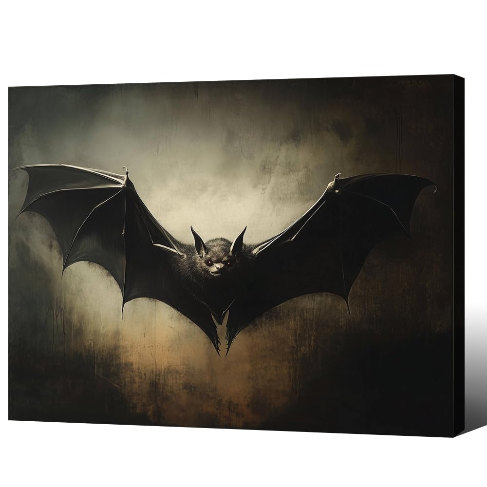 incstirup Vintage Moody Halloween Wall Art Raven-Crow Poster For Farmhouse Cottage Gothic Wall Decor-Dark Academia Art Canvas Print Picture For Room Bedroom Halloween Decor