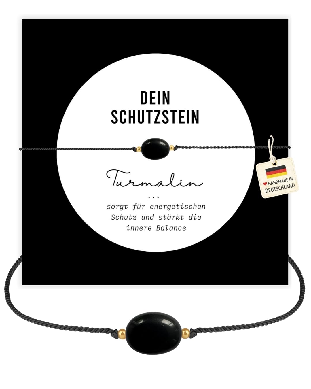 happymaker - Edelstein Armband Damen, handgefertigt in Deutschland mit Goldperlen, Geschenkkarte und Geschenkverpackung, Mutmacher Geschenk