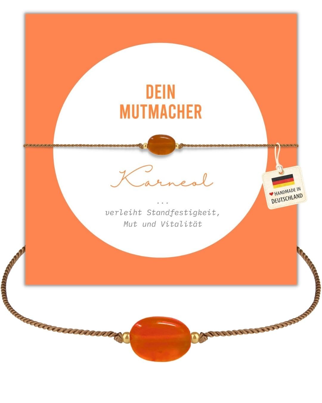 happymaker - Edelstein Armband Damen, handgefertigt in Deutschland mit Goldperlen, Geschenkkarte und Geschenkverpackung, Mutmacher Geschenk