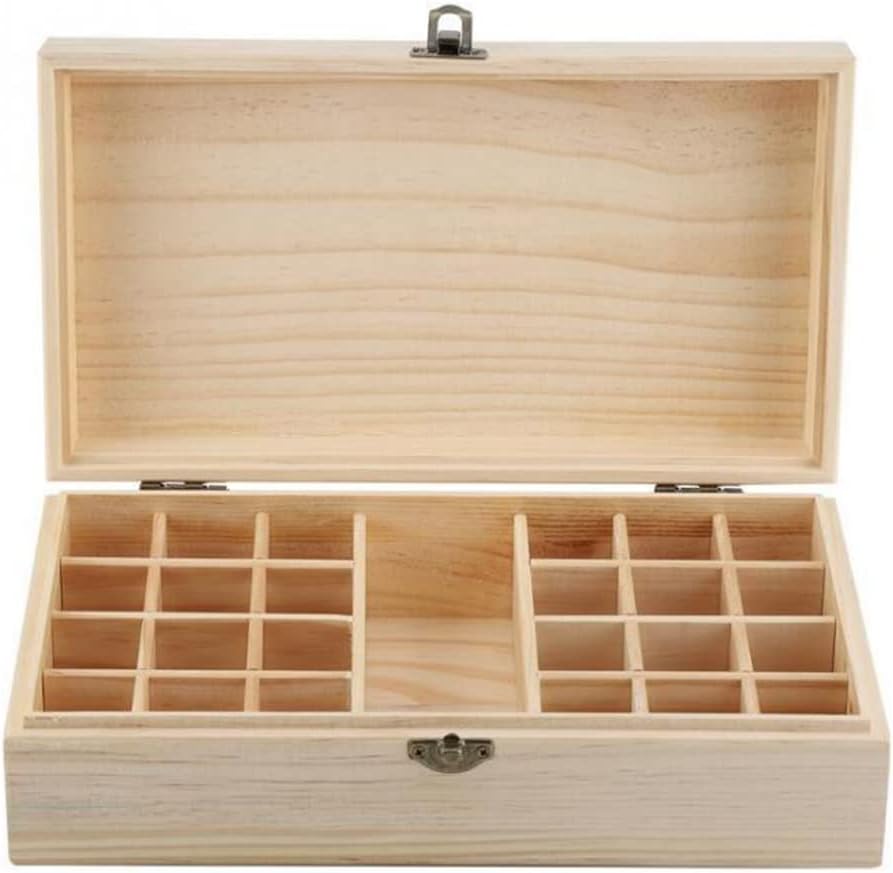 Aufbewahrungsbox für ätherische Öle aus Holz Ätherische Öle Display Organizer 25 Fächer Ständerhalter für 15 ml Flaschen Nagellacksammlung mit Deckel