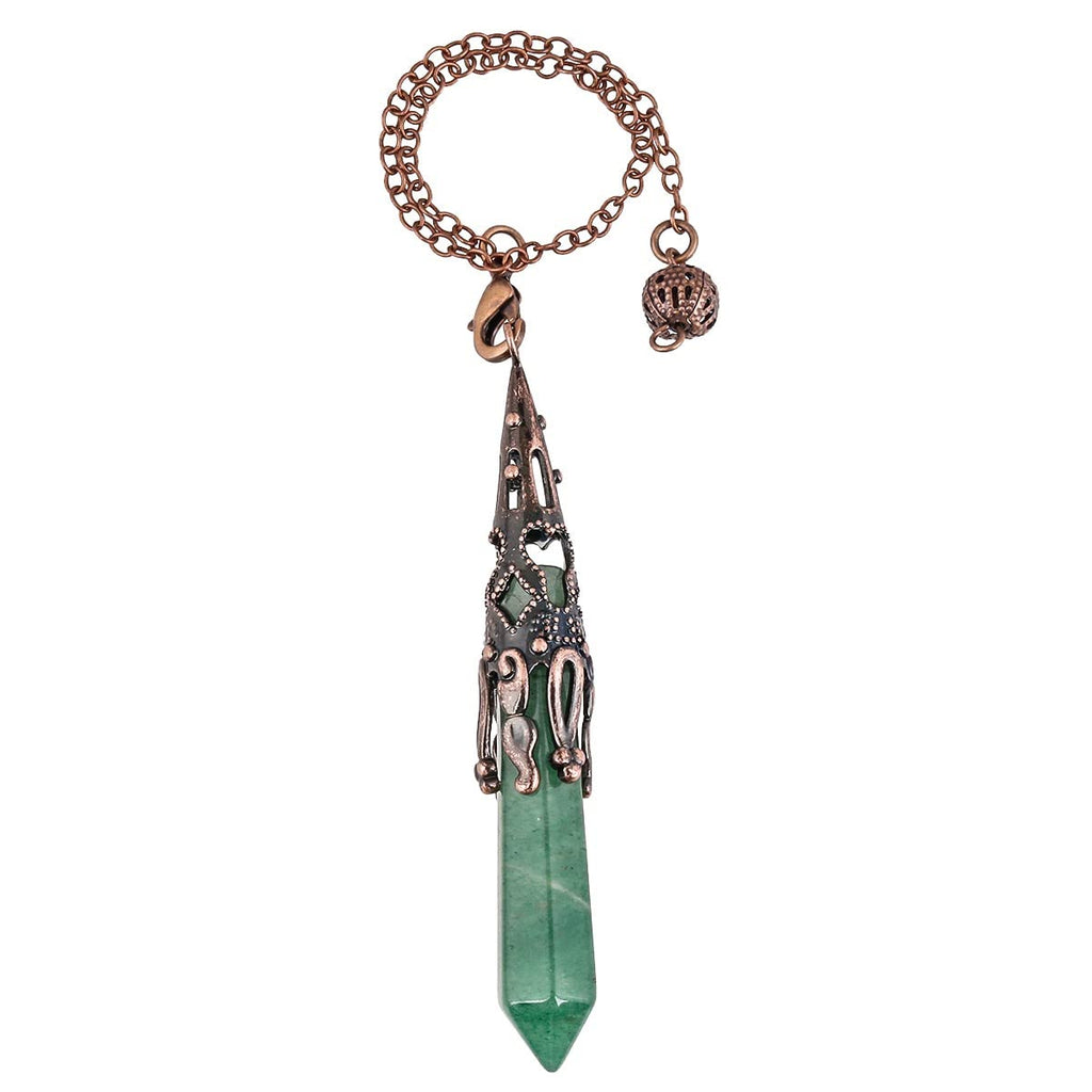 Obsidian Hexagonal Stein Pendel mit Vintage Kette, Reiki Heilung Kristall Punkt Pendels Edelstein Sechseckiger Anhänger Chakra-Pendel für Divination Meditation Scrying Balance