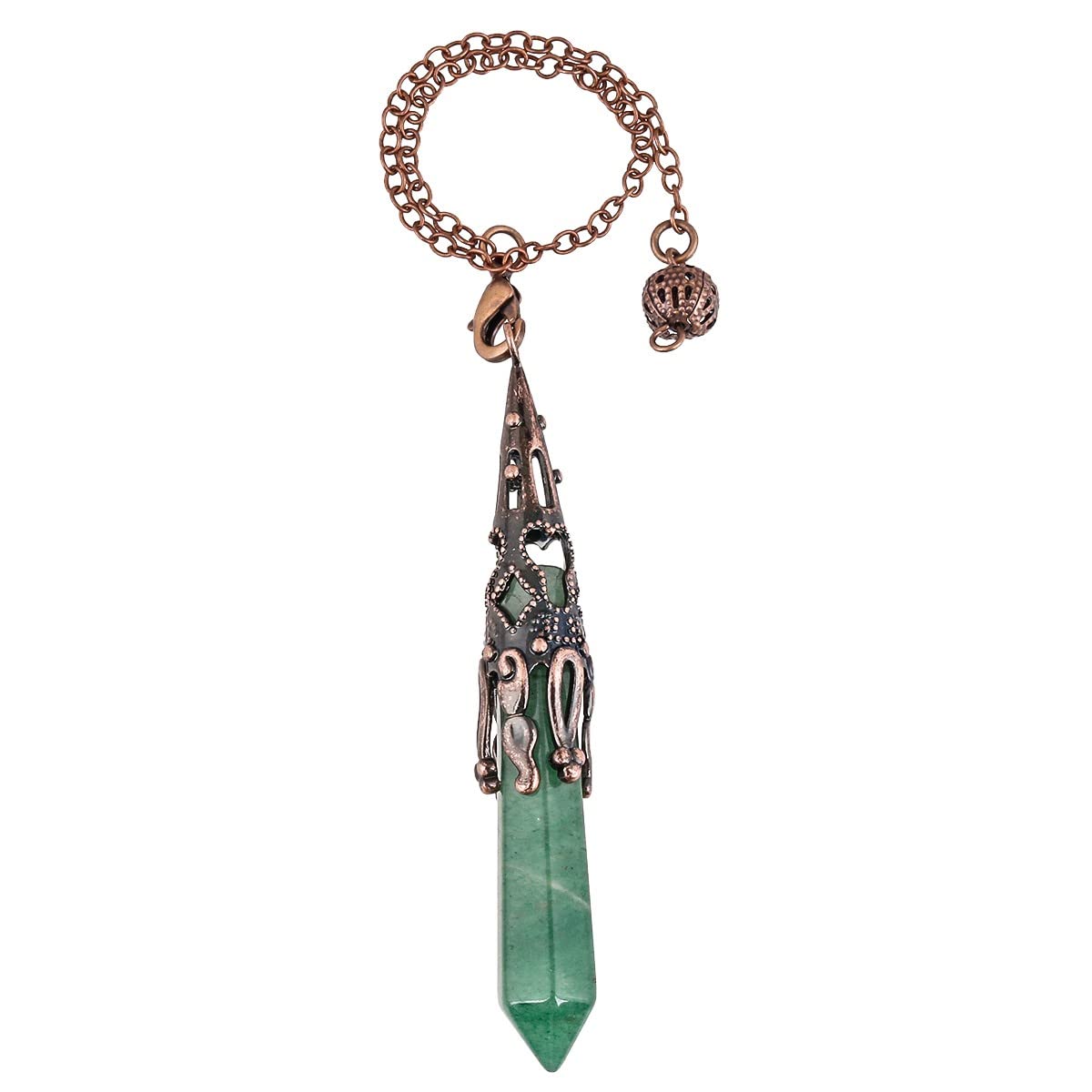 Obsidian Hexagonal Stein Pendel mit Vintage Kette, Reiki Heilung Kristall Punkt Pendels Edelstein Sechseckiger Anhänger Chakra-Pendel für Divination Meditation Scrying Balance