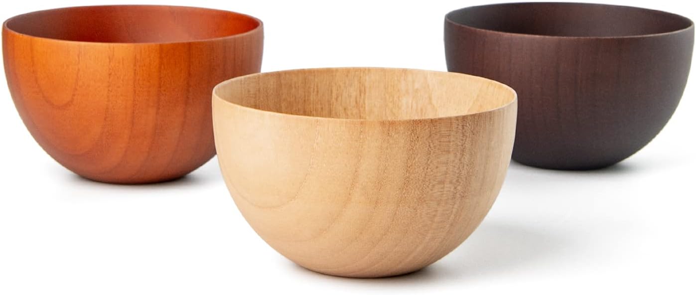 Naturoom Handgefertigte Deko-Holzschalen, stabile Holzschalen, perfekt für Müsli, Salat, Nüsse, Süßigkeiten, Reis, Obst, Dips und Dekorationen. (14 cm Durchmesser x 6,1 cm Höhe) (Natural-Large-2)