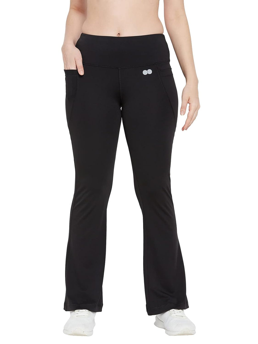 Clovia Women's Comfort Fit High Rise Yoga Pants, Track Pants, Lower, Pyjama, Polyester Lower, Lower, Comfort-Fit High Waist Flared Yoga Pants