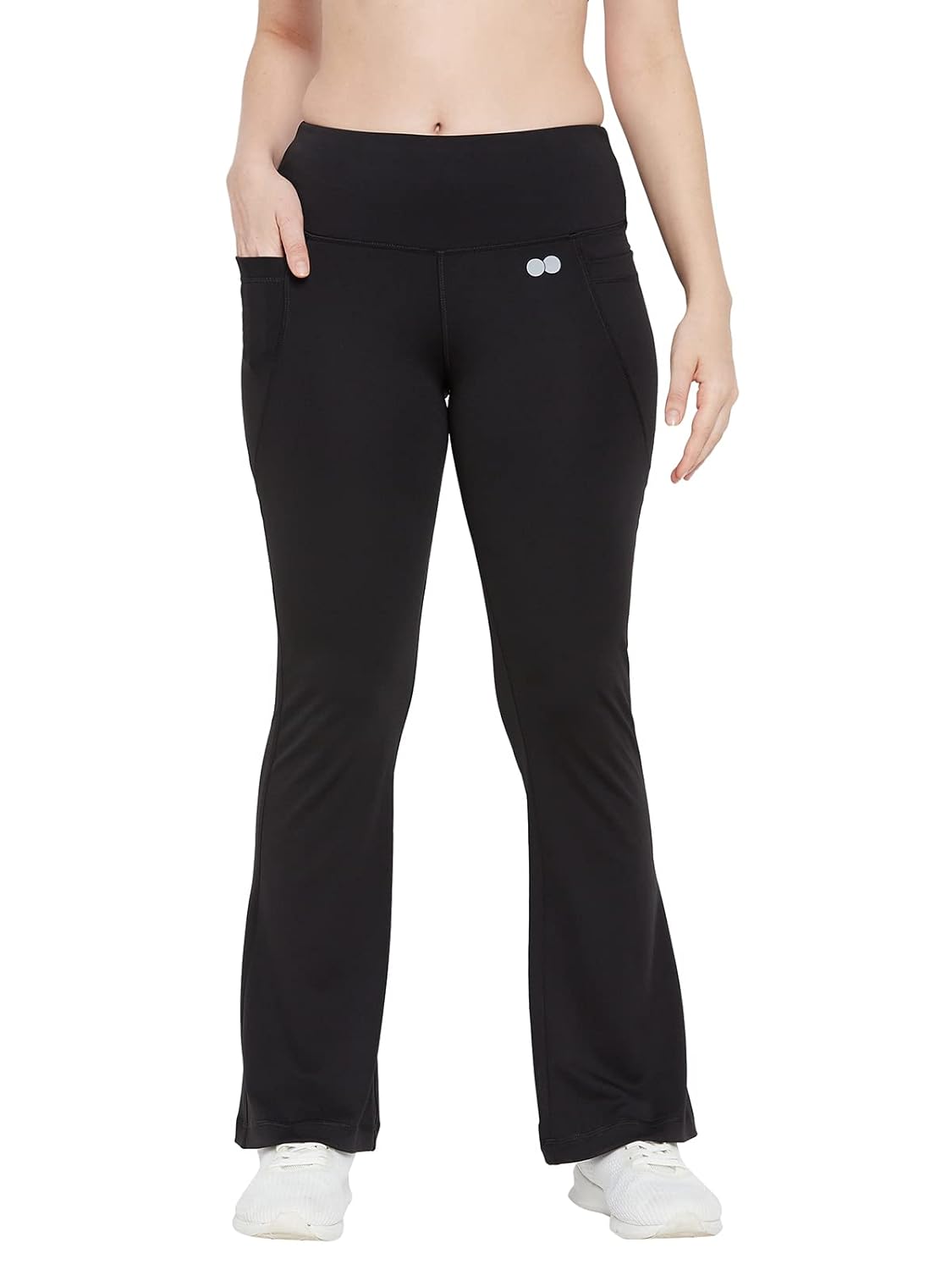Clovia Women's Comfort Fit High Rise Yoga Pants, Track Pants, Lower, Pyjama, Polyester Lower, Lower, Comfort-Fit High Waist Flared Yoga Pants
