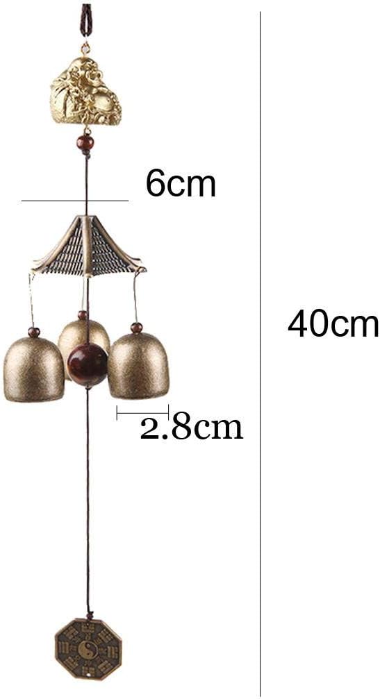 YODOOLTLY Lucky Wind Chime - Feng Shui Wind Chime Outdoor Lucky Charm with 3 Metal Bells Wind Bell for Garden Home Patio Yard (Buddha Coin)