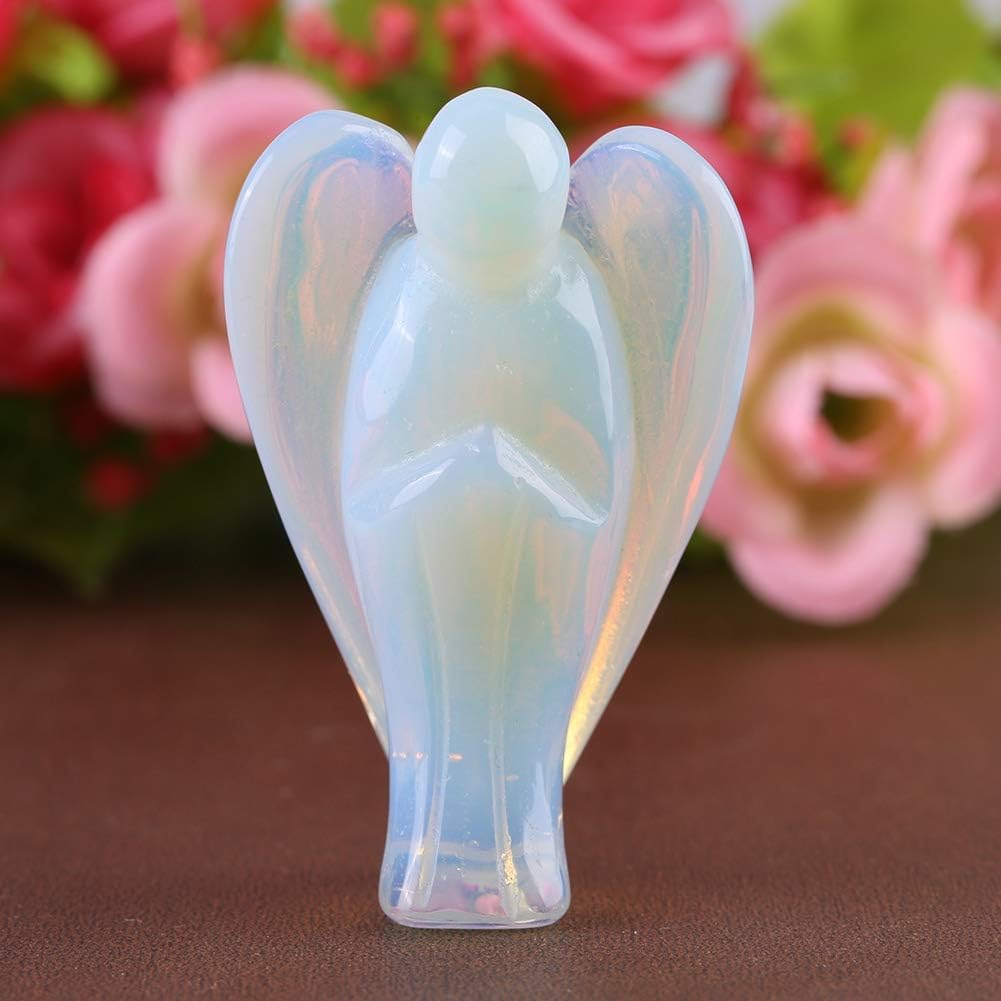 Watris Veiyi Schutzengel Figur, 3.8cm/1.5in Engel Figur Edelsteine, Opal Stein Engelfiguren Deko, für Schreibtisch Hauptdekoration Glücksbringern
