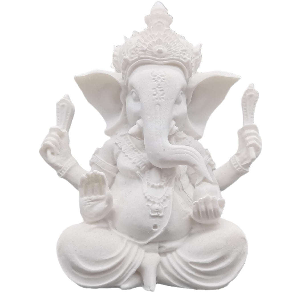 Ganesha Buddha Statue,Buddha Figur,Deko Statue,Deko Wohnzimmer,Indische Ganesha, Home Store Dekoration(9.5cm/Weiss)